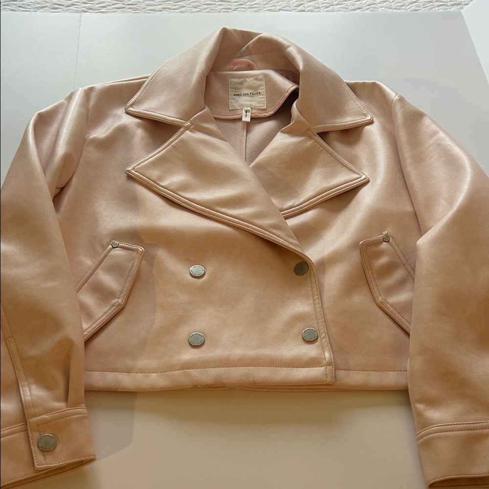 Avec Les Filles Blush Pink Leather Jacket